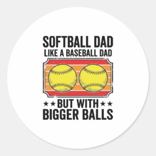Sticker Rond T-shirt avec gravure vintage Papa Softball Boules