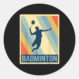 Sticker Rond T Shirt Badminton de Style Vintage