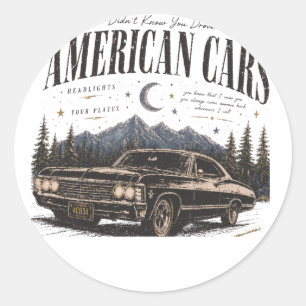 Sticker Rond T-shirt basique pour hommes amiracn cars