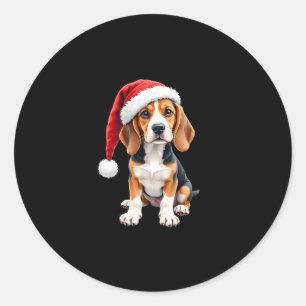 Sticker Rond T-shirt Beagle à manches longues pour chien de Noë