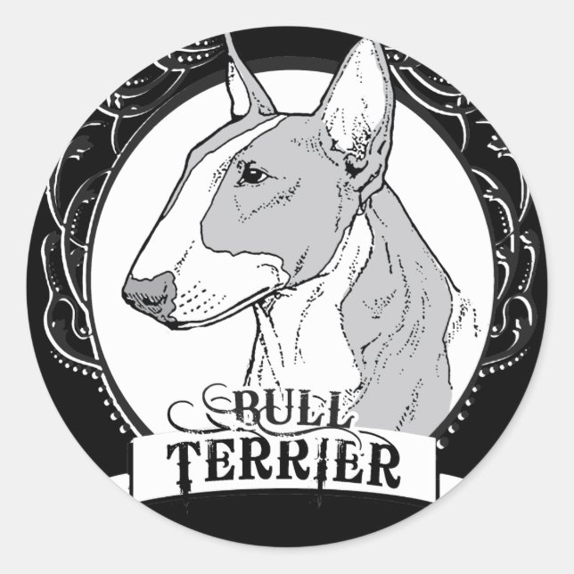 Sticker Rond T-shirt Bull Terrier (Devant)