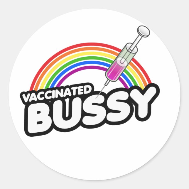 Sticker Rond T-shirt BUSSY VACCINÉ (Devant)
