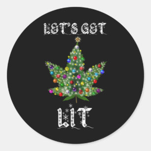 Sticker Rond T-shirt cadeau feuille de mauvaises herbes arbre d