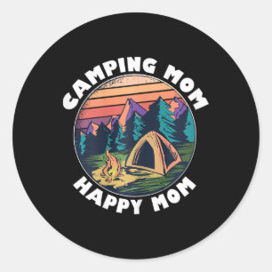 Sticker Rond T Shirt Camping Maman Cadeau de campeuse de maman