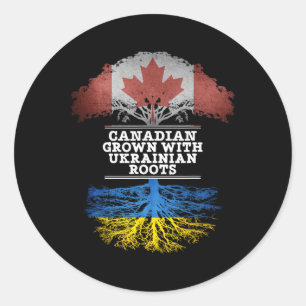 Sticker Rond T Shirt Canadien De Souche Ukrainienne