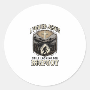 Sticker Rond T-shirt chrétien vintage drôle Jésus Bigfoot