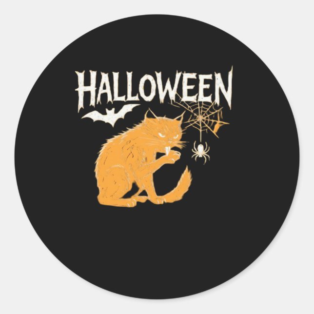 Sticker Rond T-shirt classique d'Halloween de Vampire Cat (Devant)