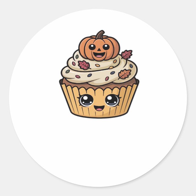 Sticker Rond t-shirt classique kawaii thanksgiving cupcake (Devant)