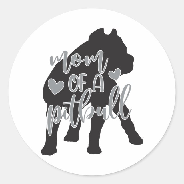 Sticker Rond T-shirt classique Pit Bull Mom (Devant)