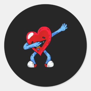 Sticker Rond T Shirt Cœur Dabbing Pour, Anniversaire Ou Saint-V