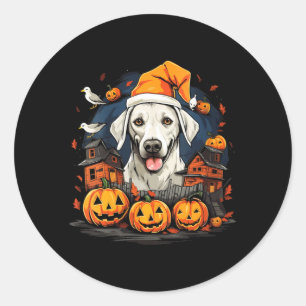 Sticker Rond T-Shirt col V pour femmes Halloween Chien1