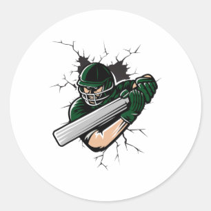 Sticker Rond T Shirt Cricket Pakistan Fans Nationaux J