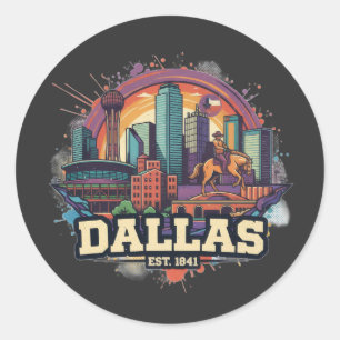 Sticker Rond T-shirt Dallas Texas   City Pride Lone Star State