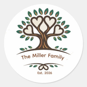 Sticker Rond T-shirt d'arbre de famille personnalisé pour réuni