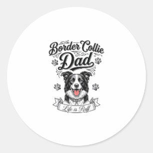 Sticker Rond T-shirt de conception de papa Border Collie vintag