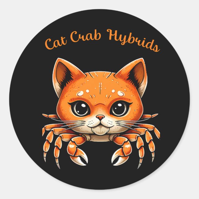 Sticker Rond T-shirt de créature de crabe de chat mignon drôle  (Devant)