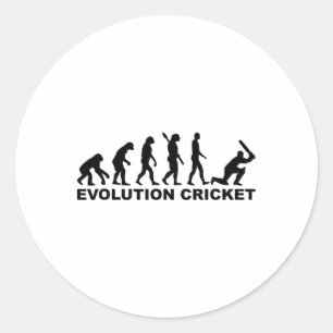 Sticker Rond T-shirt de cricket Evolution de l'homme 