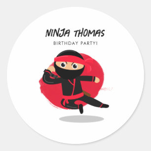Sticker Rond T-shirt de fête d'anniversaire pour enfants ninja