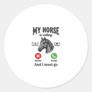 Sticker Rond T-Shirt de gravure vintage d'appel de cheval drôle