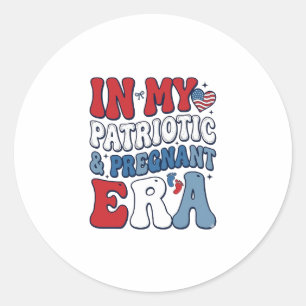 Sticker Rond T-shirt de grossesse vintage de l'ère enceinte pat
