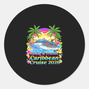 Sticker Rond T-shirt de la croisière caraïbe familiale et entre