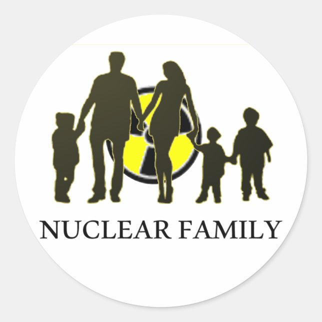 Sticker Rond T-shirt de la famille nucléaire (Devant)