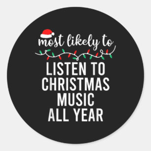 Sticker Rond T-shirt de Noël assorti pour famille «Plus suscept