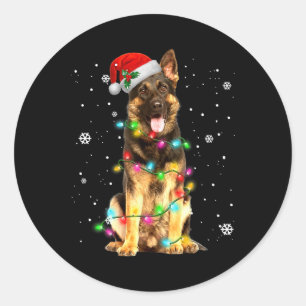 Sticker Rond T-shirt de Noël avec arbre pour chien Berger Allem