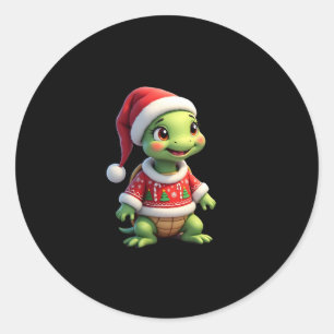 Sticker Rond T-shirt de Noël avec chapeau de Santa et pull moch