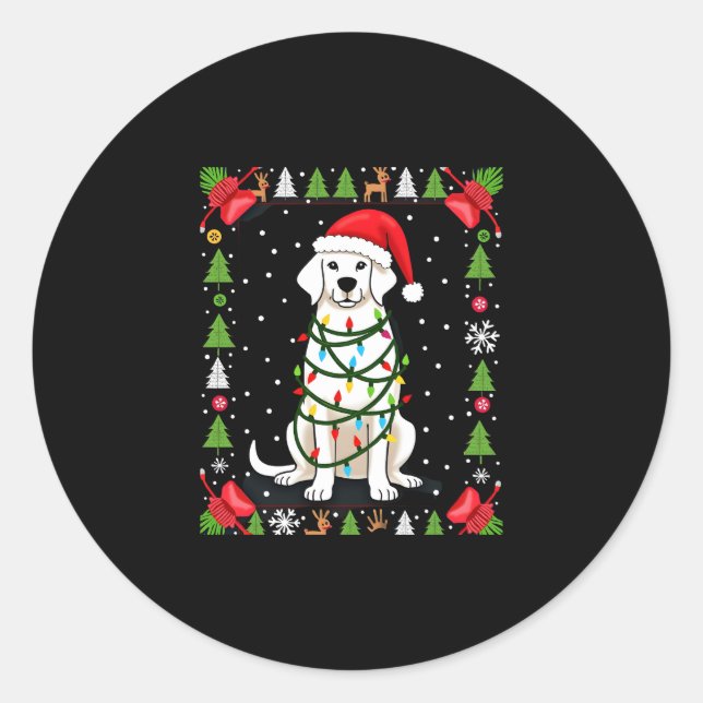 Sticker Rond T-shirt de Noël drôle avec Boxer Blanc sale Pull d (Devant)