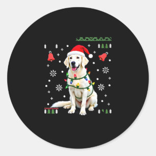 Sticker Rond T-shirt de Noël drôle avec Boxer Blanc Sweater de 