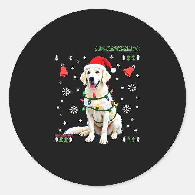 Sticker Rond T-shirt de Noël drôle avec Boxer Blanc Sweater de  (Devant)