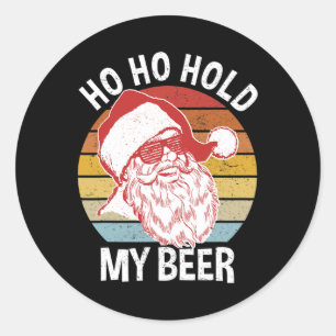 Sticker Rond T-shirt de Noël drôle Santa hipster Ho Ho Tiens mo