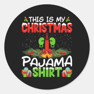 Sticker Rond T-shirt de Noël Kickboxer Kickboxing pour pyjama d