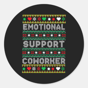 Sticker Rond T-shirt de Noël moche drôle soutien émotionnel col