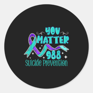 Sticker Rond T-shirt de sensibilisation au suicide - 988 - Prév