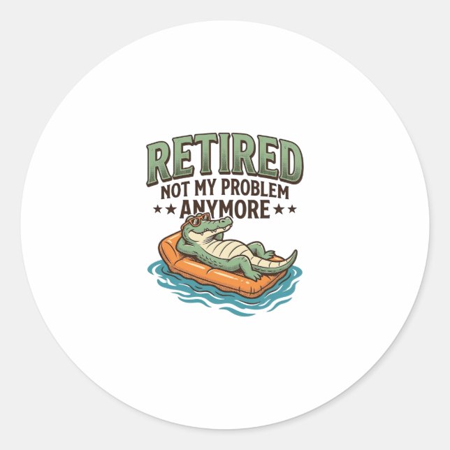 Sticker Rond T-shirt de vacances d'alligator retiré pas mon pro (Devant)