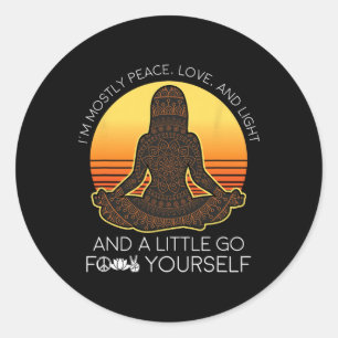 Sticker Rond T-shirt de yoga surtout paix amour et lumière et u