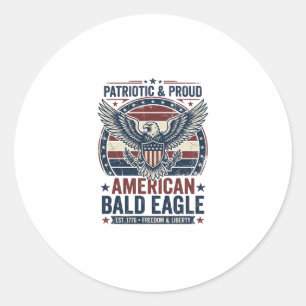 Sticker Rond T-Shirt décontracté vintage aigle chauve patriotiq