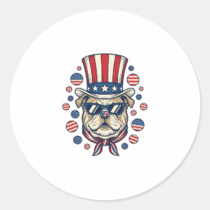 Sticker Rond T-shirt design avec gravure vintage de bulldog pat