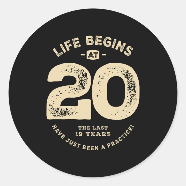 Sticker Rond T-shirt drôle 20 ans 20 ans_2  (Devant)