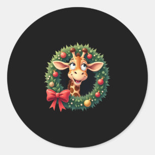 Sticker Rond T-shirt drôle d'animal girafe visage meme festif N