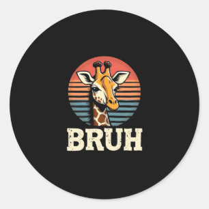 Sticker Rond T-shirt drôle d'animal girafe visage meme festif N