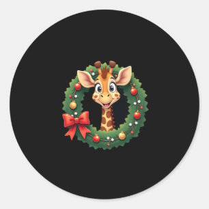 Sticker Rond T-shirt drôle d'animal girafe visage meme festif N