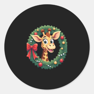 Sticker Rond T-shirt drôle d'animal girafe visage meme festif N