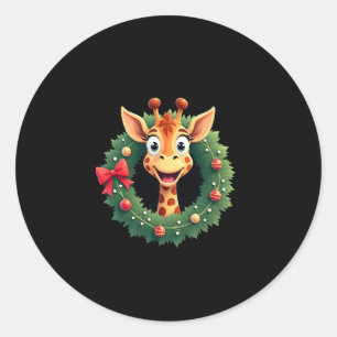 Sticker Rond T-shirt drôle d'animal girafe visage meme festif N