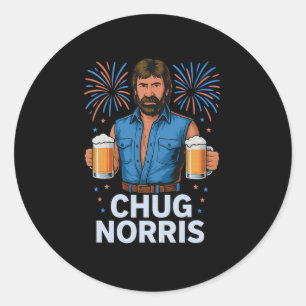 Sticker Rond T-shirt drôle de bière Chug Norris Usa 4 juillet B
