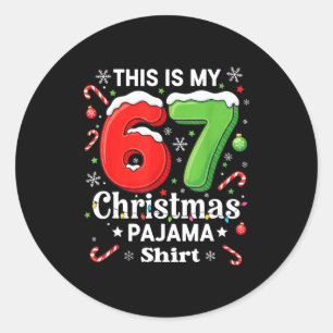 Sticker Rond T-shirt drôle de Noël pour enfant 67 Six Seven Mem
