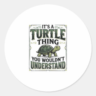 Sticker Rond T-shirt drôle de truc de tortue vintage pour amate