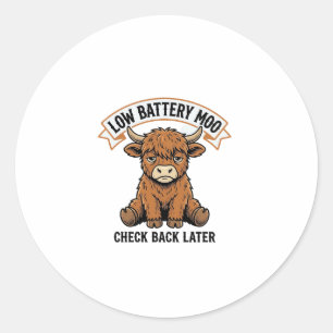 Sticker Rond T-shirt drôle de vache des Highlands mauvaise hume